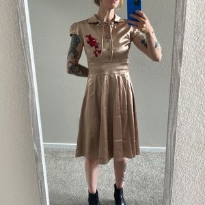 E C Star small bronze silk dress